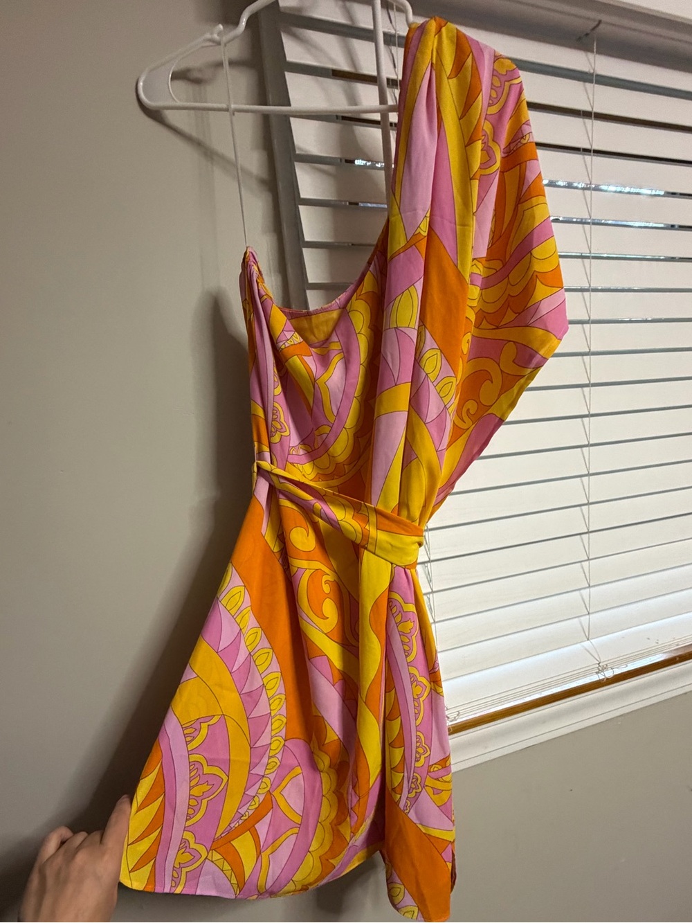 Show me your mumu Vibrant Pink & Orange One-Shoulder Dress